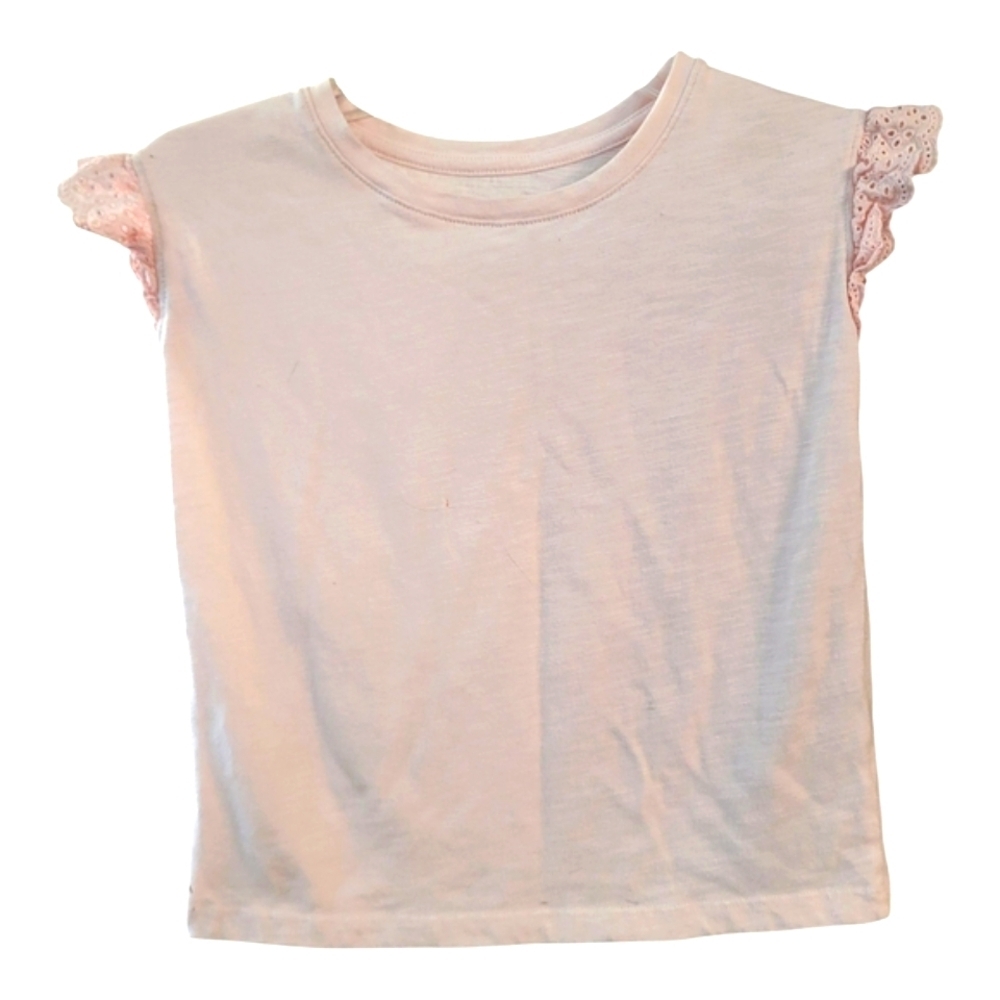 Cat & Jack Kids Pale Pink Ruffled Short Sleeve Tee Size S (6-7)